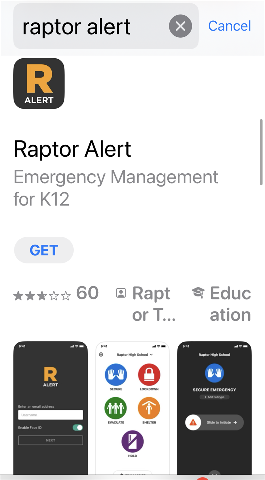 Raptor App download screenshot